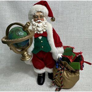 Vintage KSA Collectibles Fabriche Santa Figurine World Globe 2000 Santas Wishes
